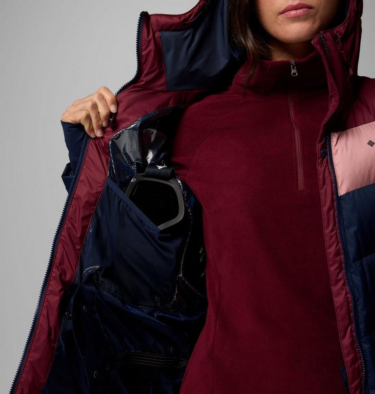 Women's Abbott Peak Insulated Waterproof Ski Jacket, Color: Collegiate Navy, Rich Wine, Eraser Pink, image 5