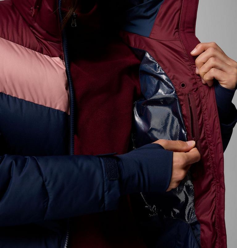 Women's Abbott Peak Insulated Waterproof Ski Jacket, Color: Collegiate Navy, Rich Wine, Eraser Pink, image 6
