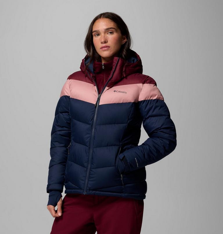 Women's Abbott Peak Insulated Waterproof Ski Jacket, Color: Collegiate Navy, Rich Wine, Eraser Pink, image 1