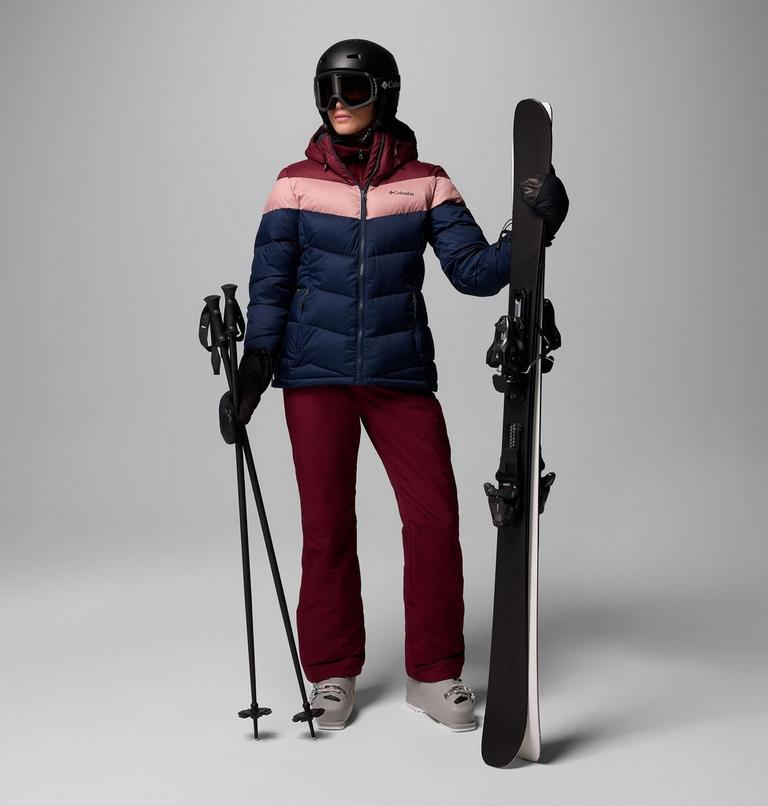 Women's Abbott Peak Insulated Waterproof Ski Jacket, Color: Collegiate Navy, Rich Wine, Eraser Pink, image 2