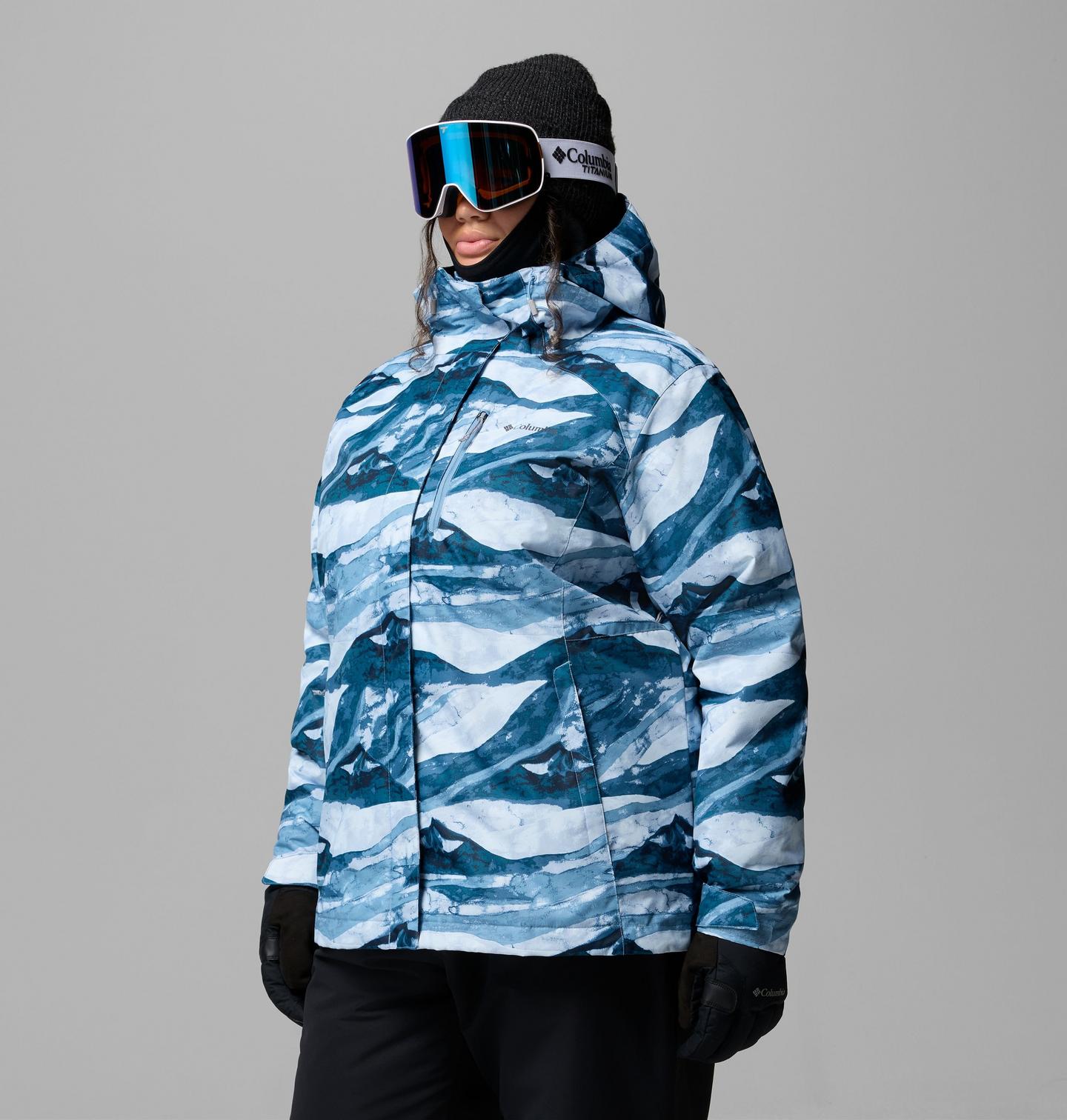 Женская куртка Columbia Whirlibird V Printed Interchange Jacket - Plus Size, цвет: Rainy Day Summits Tonal — фото 4