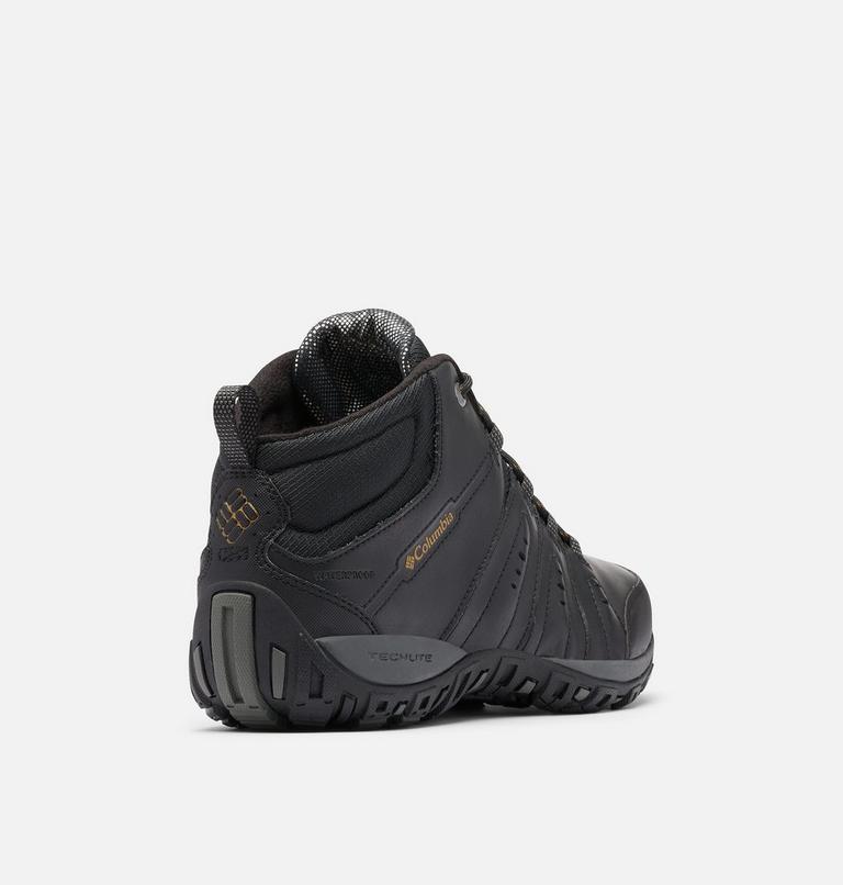 Zapatillas para caminar impermeables de piel de media caña Woodburn III Omni-Heat para hombre, Color: Black, Goldenrod, image 9