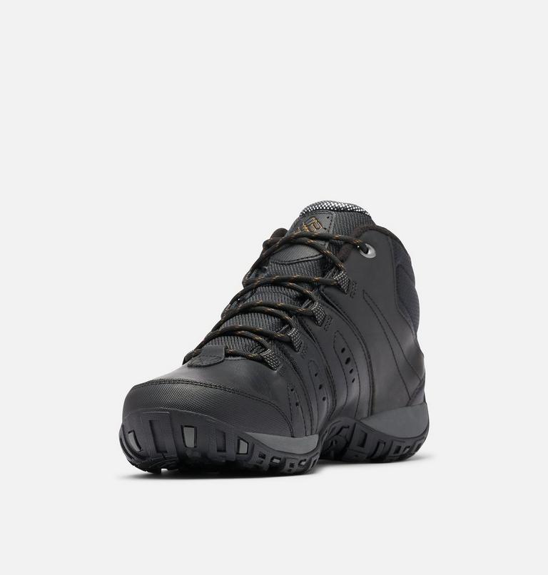 Zapatillas para caminar impermeables de piel de media caña Woodburn III Omni-Heat para hombre, Color: Black, Goldenrod, image 6