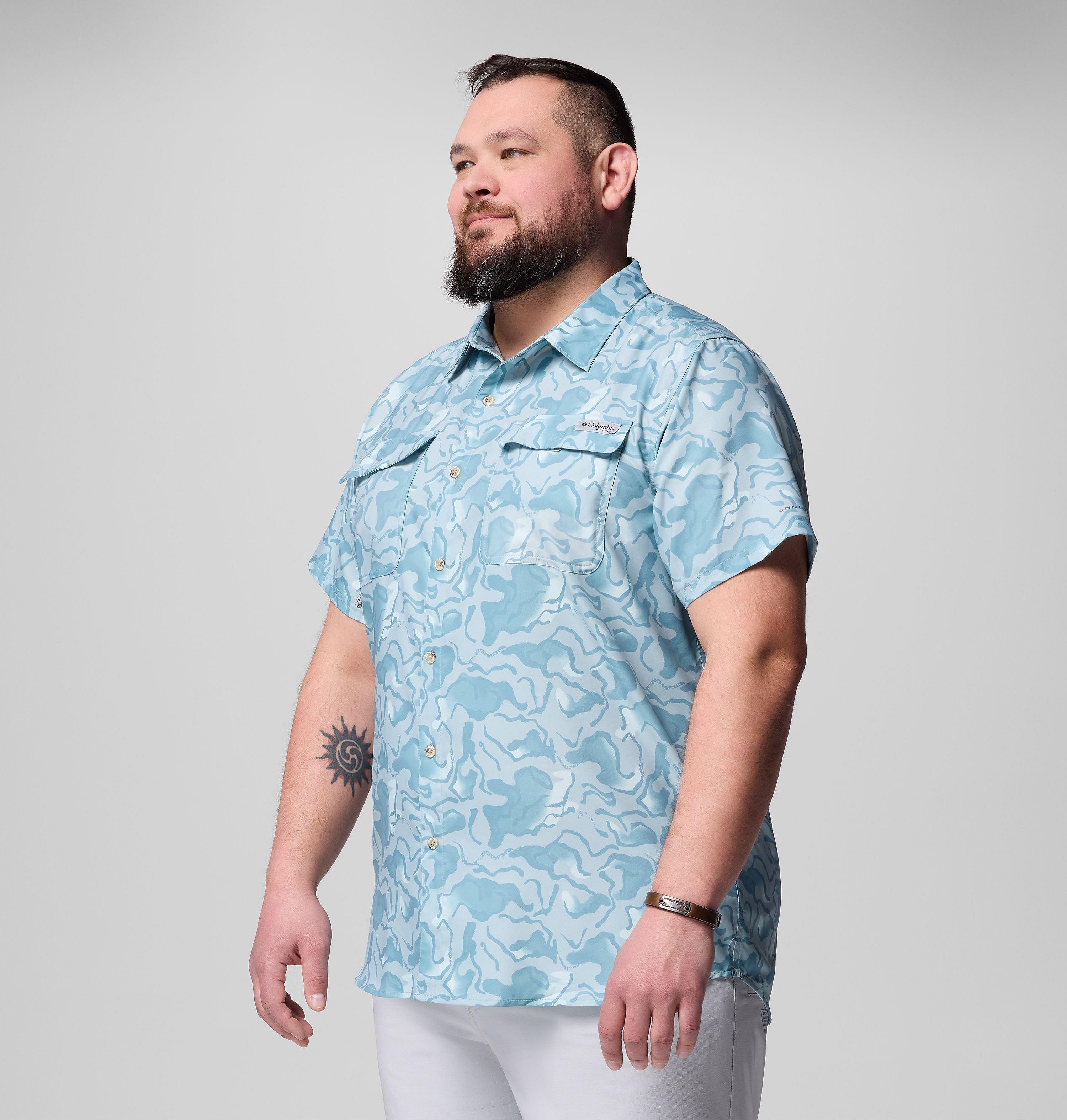 Men's PFG Uncharted Printed Short Sleeve Shirt - Big 4