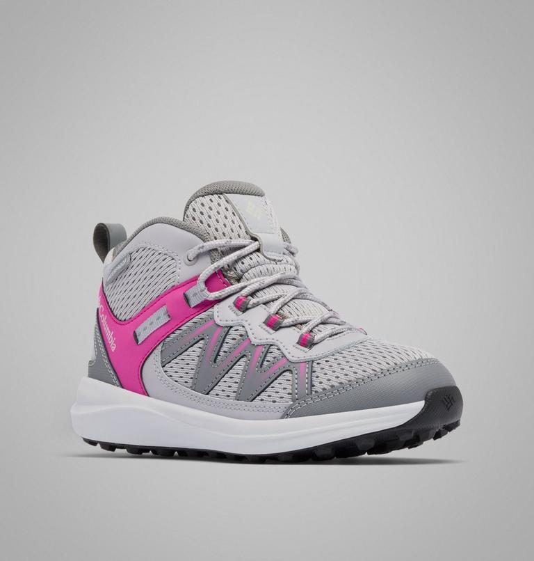 Big Kids' Peakfreak Rush Mid Waterproof Shoe, Color: Ti Grey Steel, Wild Fuchsia, image 3