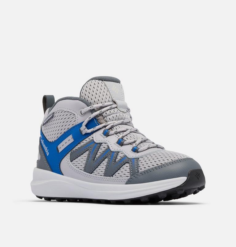 Big Kids' Peakfreak Rush Mid Waterproof Shoe, Color: Columbia Grey, Mountain Blue, image 3