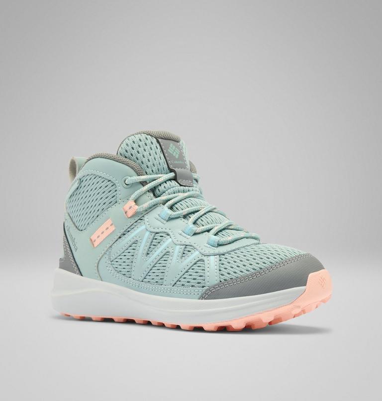 Youth Peakfreak Rush Mid Waterproof Hiking Shoe, Color: Crushed Blue, Blush Rose, image 3