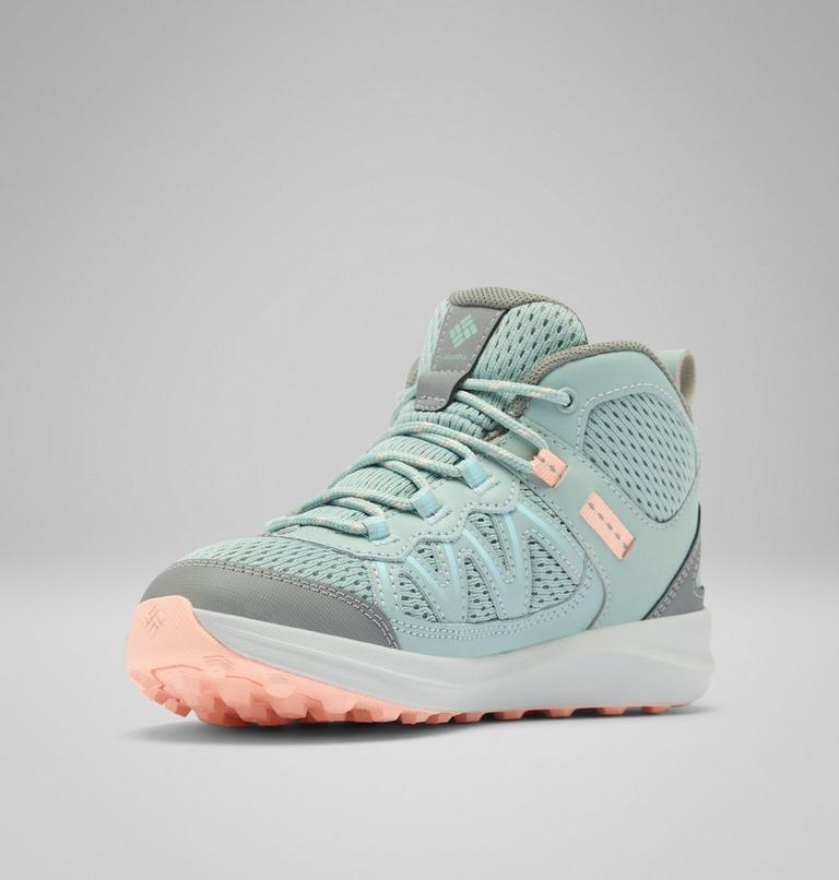 Youth Peakfreak Rush Mid Waterproof Hiking Shoe, Color: Crushed Blue, Blush Rose, image 7