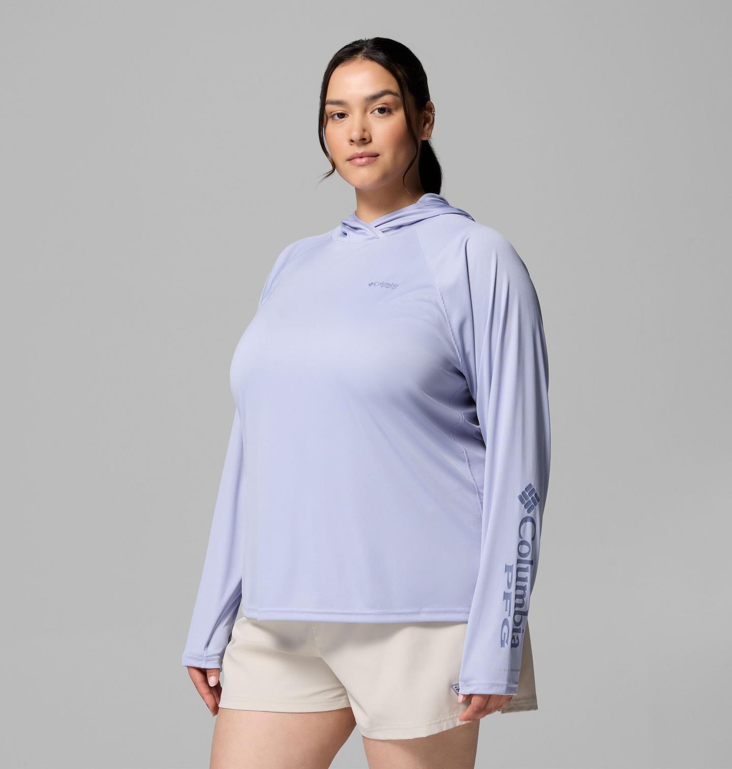 Женское худи Columbia PFG Tidal Tee II - Plus Size, цвет: Twilight, New Moon — фото 4
