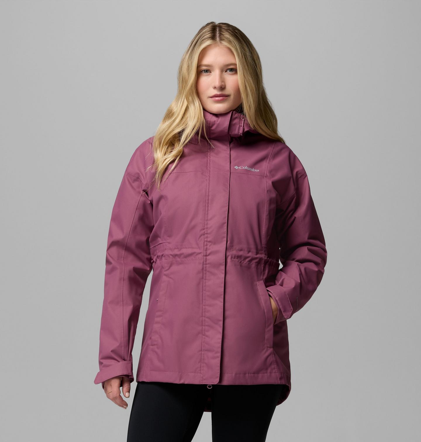 Женская куртка Columbia Hikebound II Long Rain Jacket, цвет: Состаренный розовато-лиловый — фото 1