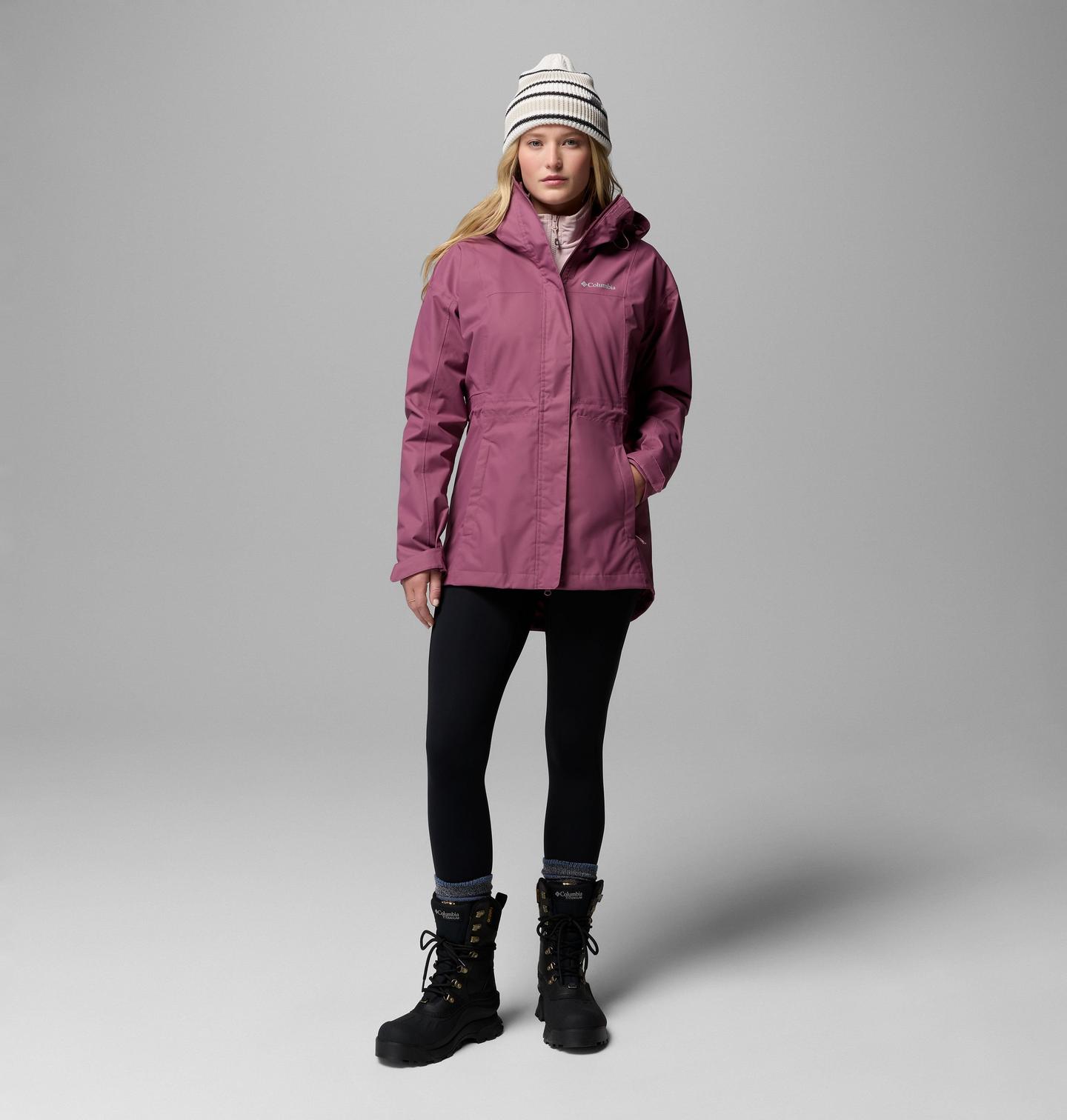 Женская куртка Columbia Hikebound II Long Rain Jacket, цвет: Состаренный розовато-лиловый — фото 2