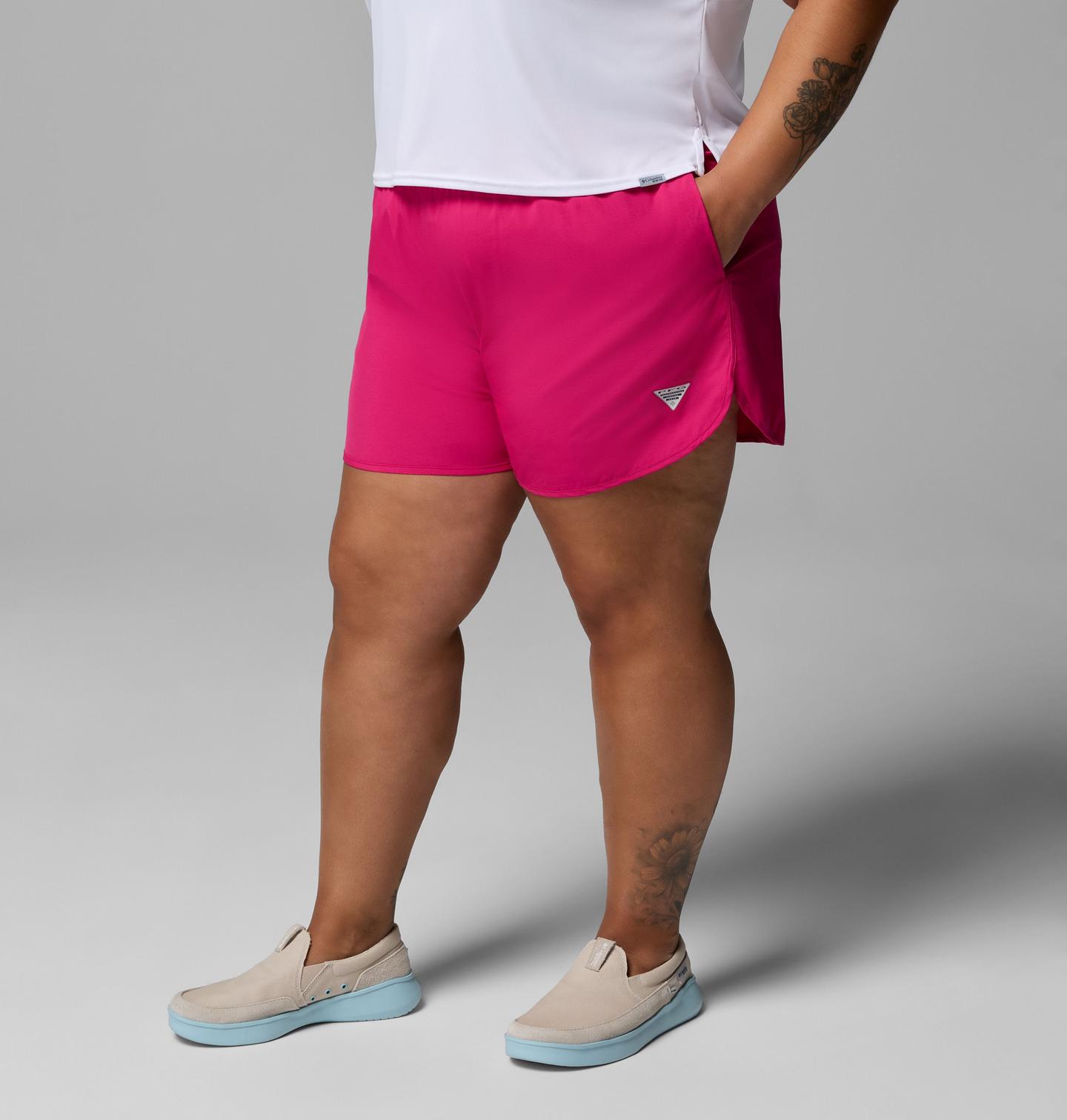 Женские шорты Columbia PFG Windy Bay Shorts - Plus Size, цвет: Розовый, вариант 1 — фото 4