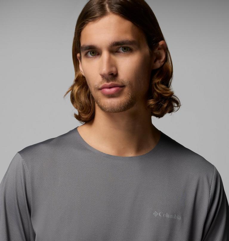 Men's Three Pitch Technical T-Shirt, Color: City Grey, Collegiate Navy, image 5