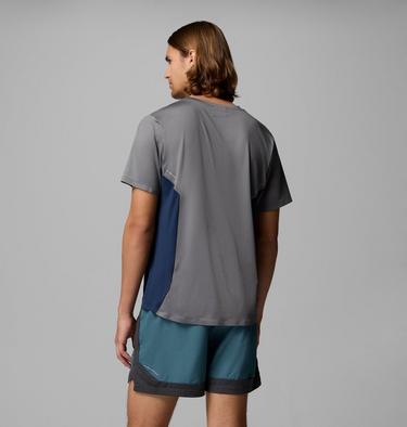 Men's Three Pitch Technical T-Shirt, Color: City Grey, Collegiate Navy, image 7