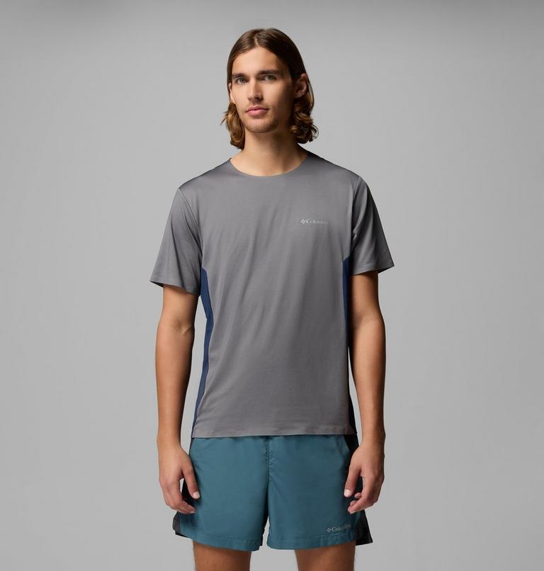 Men's Three Pitch Technical T-Shirt, Color: City Grey, Collegiate Navy, image 1