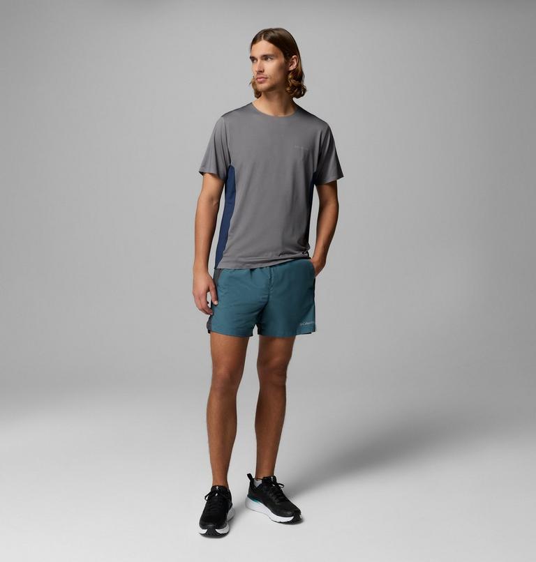 Men's Three Pitch Technical T-Shirt, Color: City Grey, Collegiate Navy, image 2