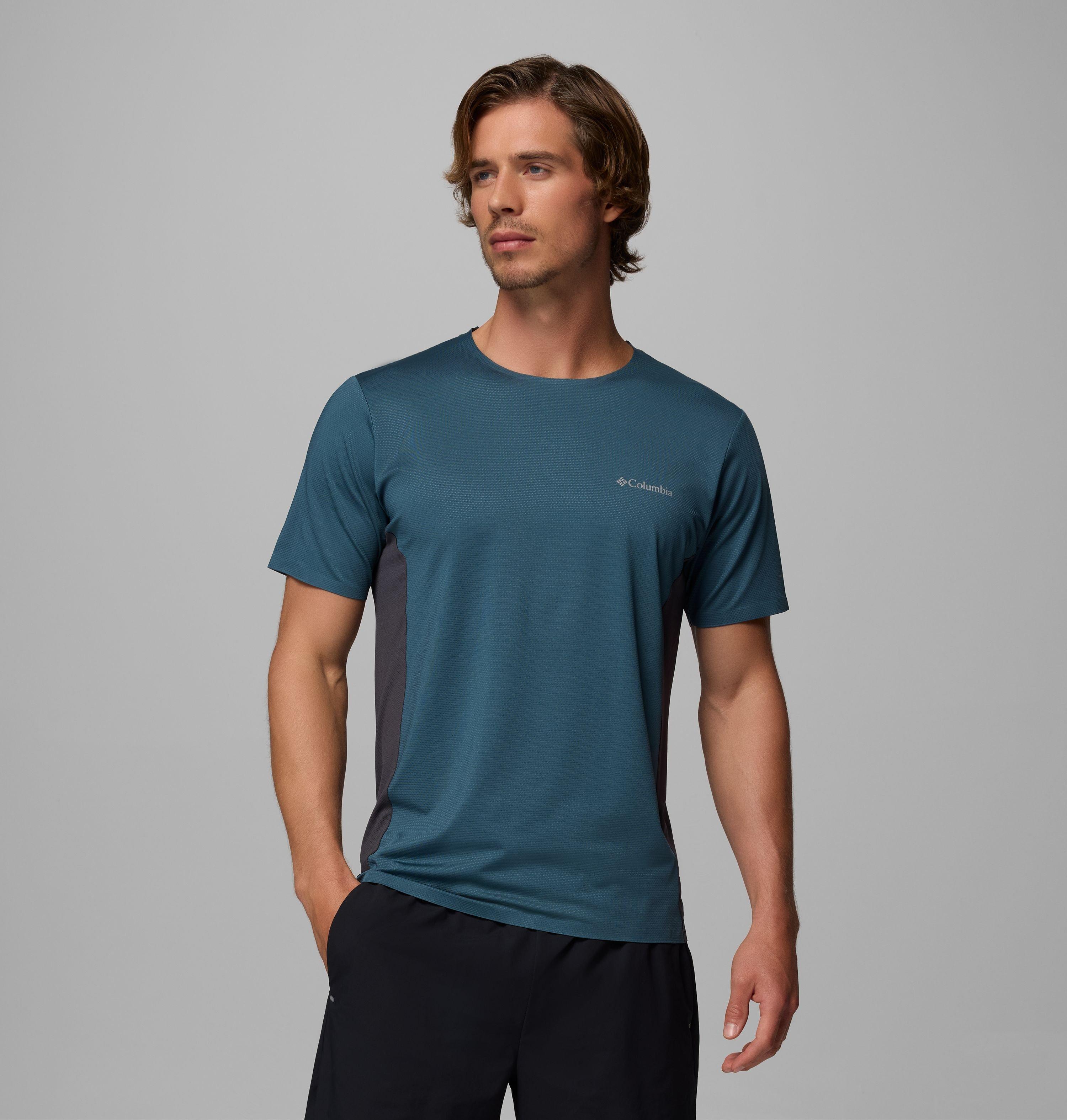 Columbia Sportswear Men's Blue Columbia - Three Pitch™ Technical T-Shirt - Ever, Shark Extra Large