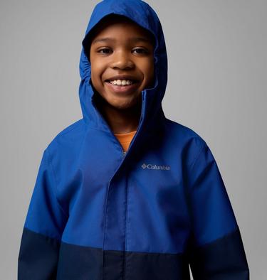 Boys' Hikebound II 2L Waterproof Jacket, Color: Mountain Blue, Collegiate Navy, image 10