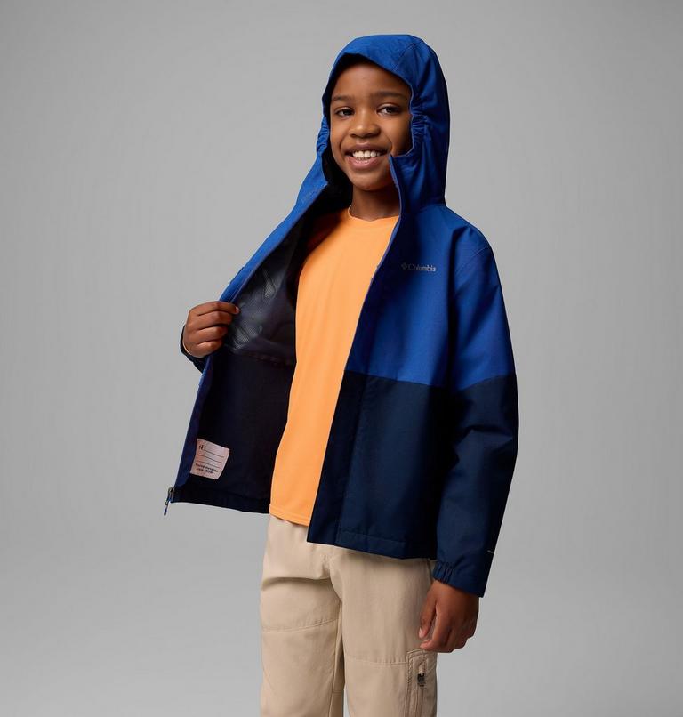 Boys' Hikebound II 2L Waterproof Jacket, Color: Mountain Blue, Collegiate Navy, image 6