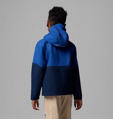 Boys' Hikebound II 2L Waterproof Jacket, Color: Mountain Blue, Collegiate Navy, image 2