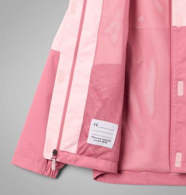 Girls' Hikebound II 2L Waterproof Jacket, Color: Satin Pink, Rosette, image 6