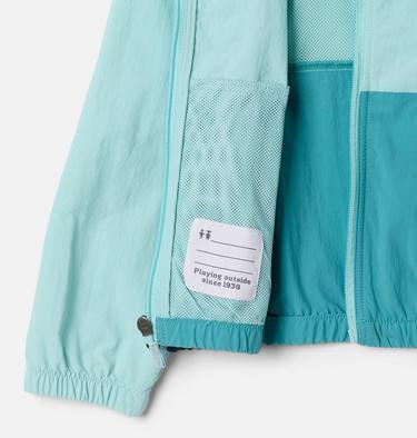 Girls' Tabor Trail Hooded Windbreaker, Color: Spray, Collegiate Navy, Teal, image 3