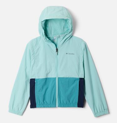 Girls' Tabor Trail Windbreaker, Color: Spray, Collegiate Navy, Teal, image 1