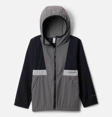 Boys' Spire Valley Hooded Windbreaker, Color: Black, City Grey, Columbia Grey, image 1