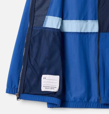 Boys' Spire Valley Hooded Windbreaker, Color: Mountain Blue, Coll Navy, Ripple Blue, image 3