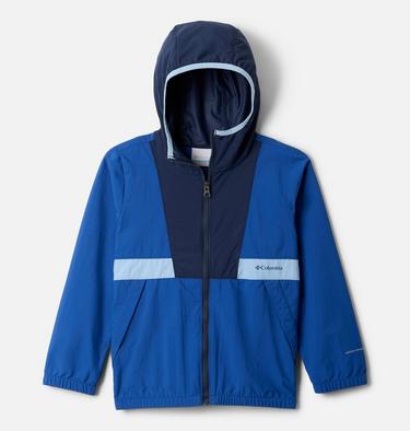 Boys' Spire Valley Hooded Windbreaker, Color: Mountain Blue, Coll Navy, Ripple Blue, image 1