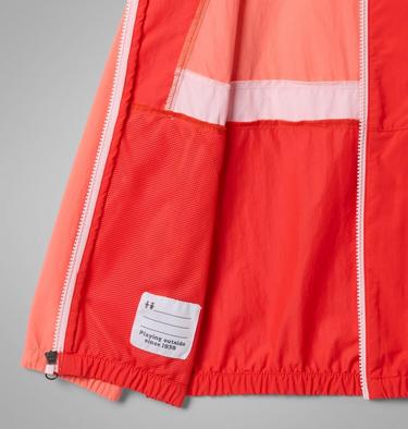 Boys' Spire Valley Hooded Windbreaker, Color: Hot Coral, Poppy Red, Satin Pink, image 3
