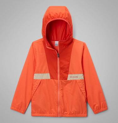 Boys' Spire Valley Hooded Windbreaker, Color: Zing, Super Sonic, Ancient Fossil, image 1