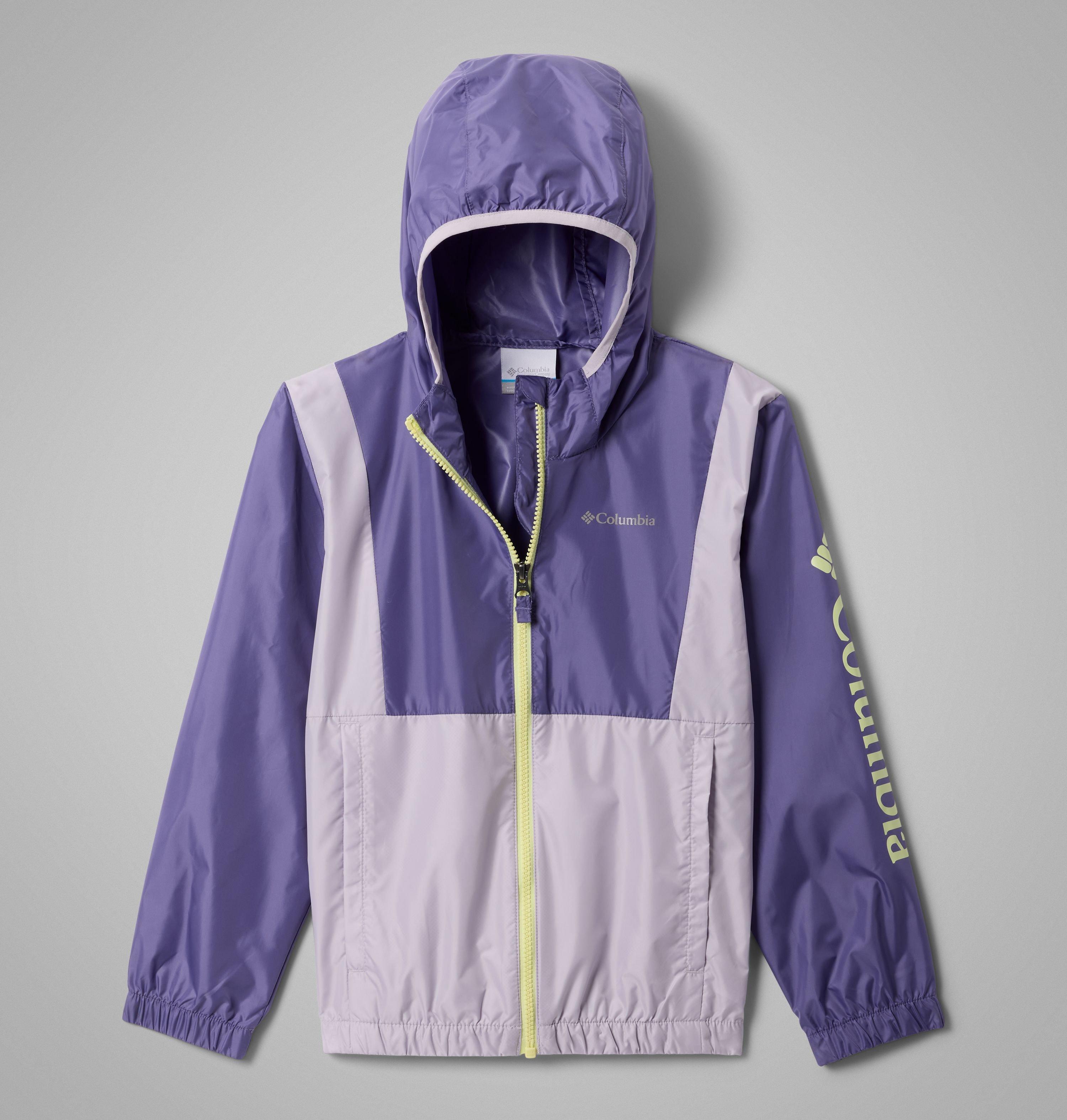 Columbia Sportswear Girls Purple Columbia - ' Lily Basin™ Ii Hooded Windbreaker - Stormwatch, Lavender Pearl Xs Size (6-7 Years) Kids