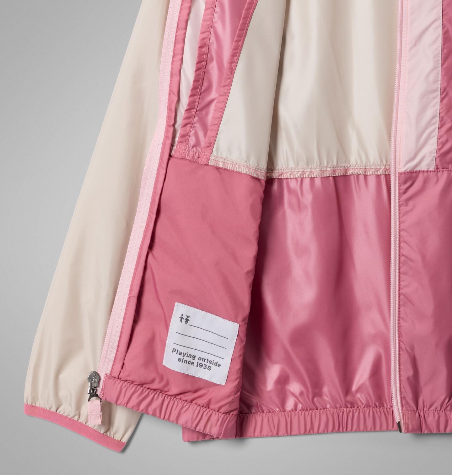 Детская куртка Columbia Back Bowl II Hooded Windbreaker, цвет: Серо-бежевый / Розовый — фото 3