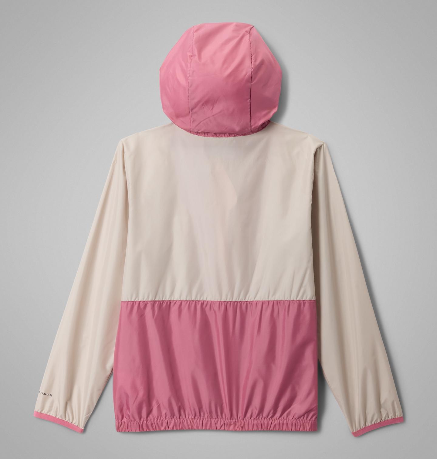 Детская куртка Columbia Back Bowl II Hooded Windbreaker, цвет: Серо-бежевый / Розовый — фото 2