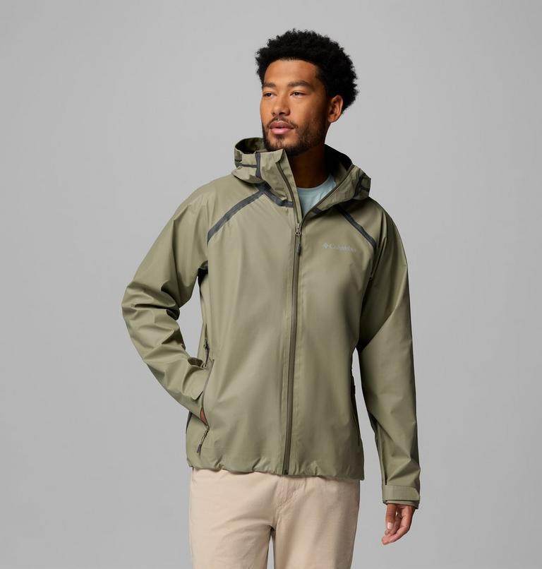 Men's Reign No Shine Waterproof Jacket, Color: Stone Green, image 1