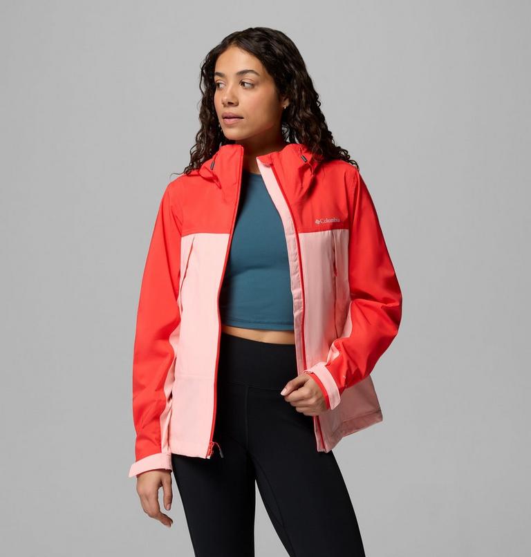 Women's Boulder Falls Waterproof Jacket, Color: Pink Sand, Poppy Red , image 5