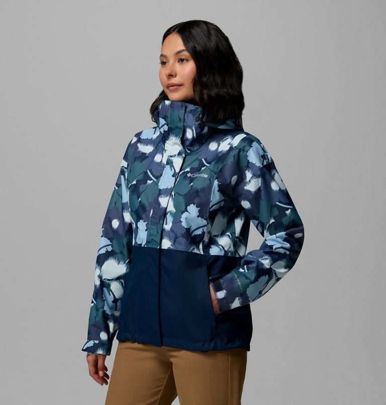 Women's Hikebound Printed Waterproof Jacket, Color: Collegiate Navy Ikatbloom, Coll Navy, image 4