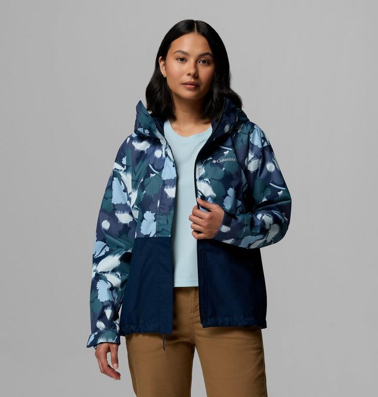 Women's Hikebound Printed Waterproof Jacket, Color: Collegiate Navy Ikatbloom, Coll Navy, image 5