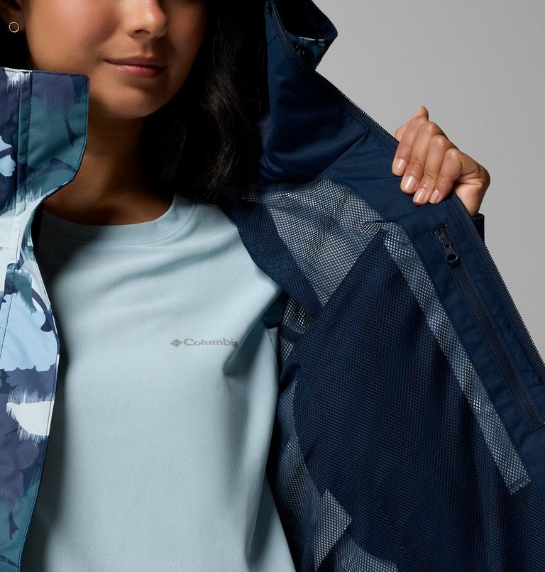 Women's Hikebound Printed Waterproof Jacket, Color: Collegiate Navy Ikatbloom, Coll Navy, image 6