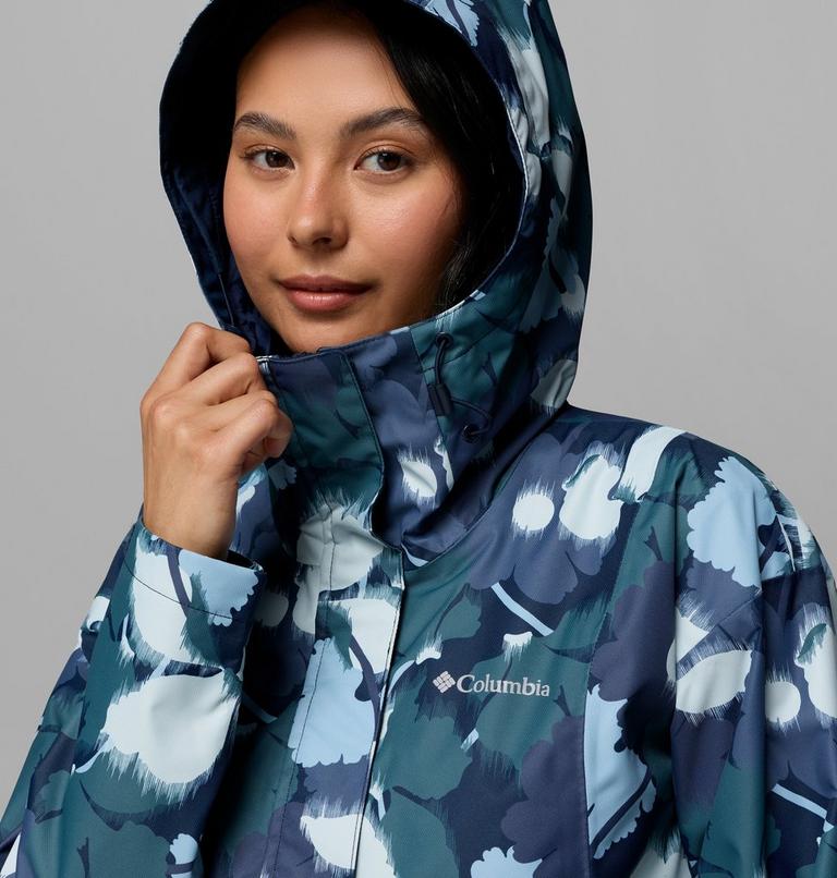 Women's Hikebound Printed Waterproof Jacket, Color: Collegiate Navy Ikatbloom, Coll Navy, image 7