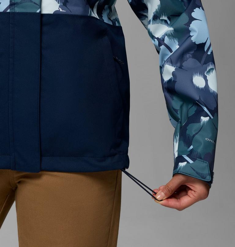 Women's Hikebound Printed Waterproof Jacket, Color: Collegiate Navy Ikatbloom, Coll Navy, image 9