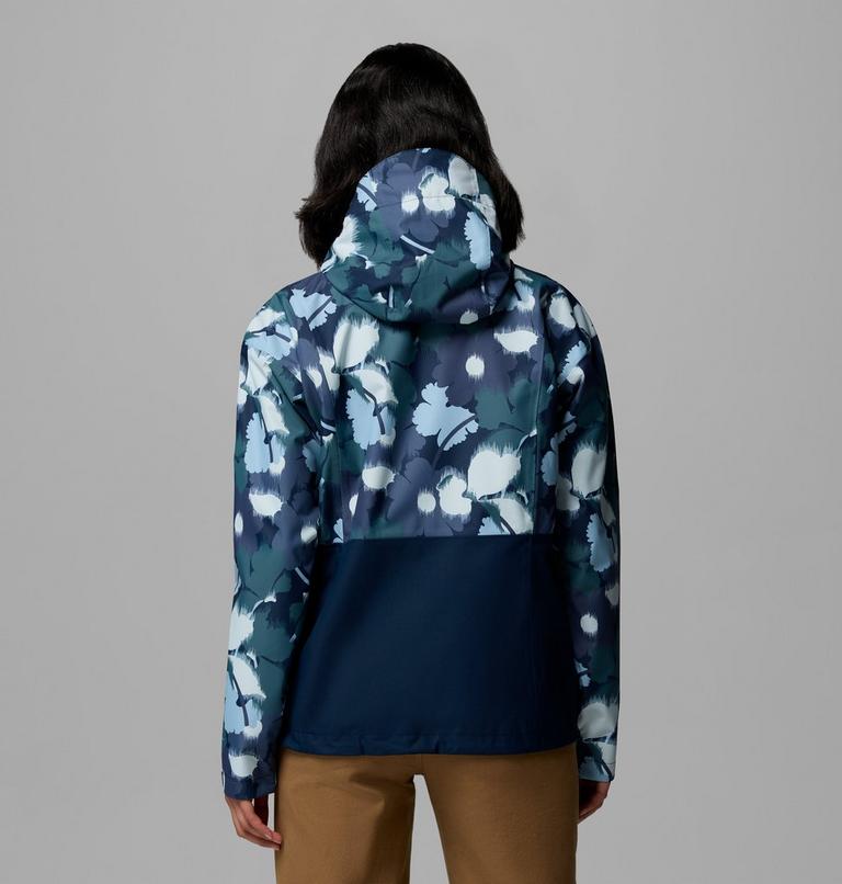 Women's Hikebound Printed Waterproof Jacket, Color: Collegiate Navy Ikatbloom, Coll Navy, image 3