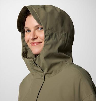 Women's Here And There III Waterproof Trench Jacket, Color: Stone Green, image 8