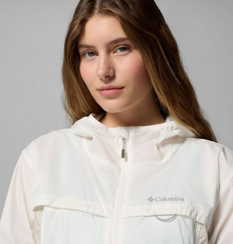 Women's Crested Canyon Hooded Windbreaker, Color: Sea Salt, Dark Stone, image 6