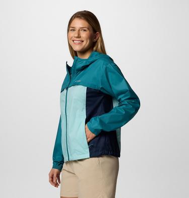 Women's Crested Canyon Hooded Windbreaker, Color: Spray, Collegiate Navy, River Blue, image 15