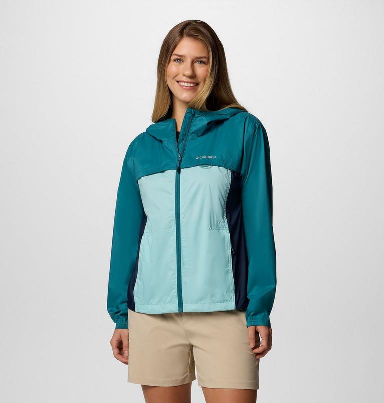 Women's Crested Canyon Windbreaker, Color: Spray, Collegiate Navy, River Blue, image 1