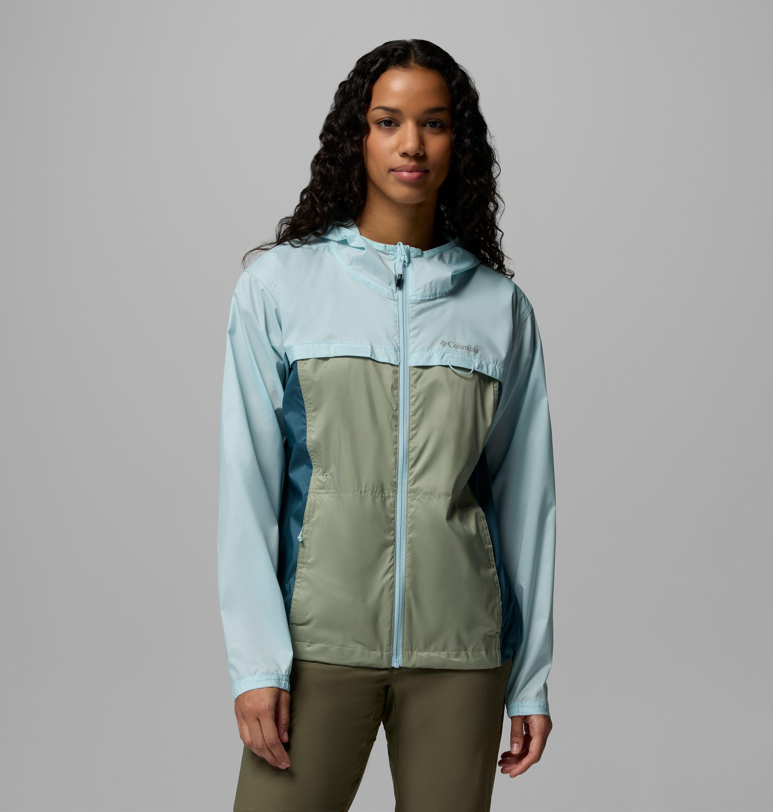 Columbia Sportswear Women's Green Columbia - Crested Canyon™ Hooded Windbreaker - Safari, Everblue, Marine Light Large