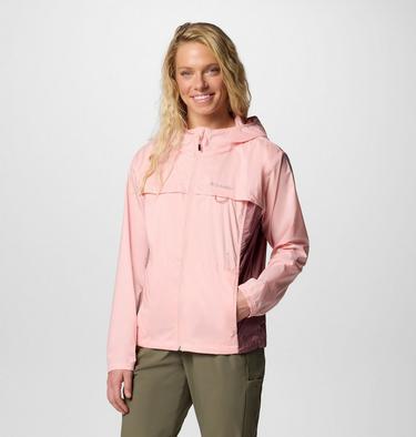 Women's Crested Canyon Hooded Windbreaker, Color: Pink Sand, Fig, image 11