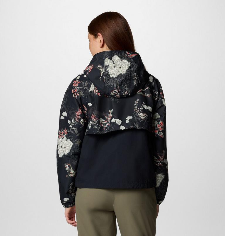 Women's Spire Valley Printed Windbreaker, Color: Black Outbacked, Black, image 2